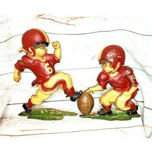 2 Vintage Sexton Football Kids Metal Wall Hanging 1970 Home Décor U.S.A Made
